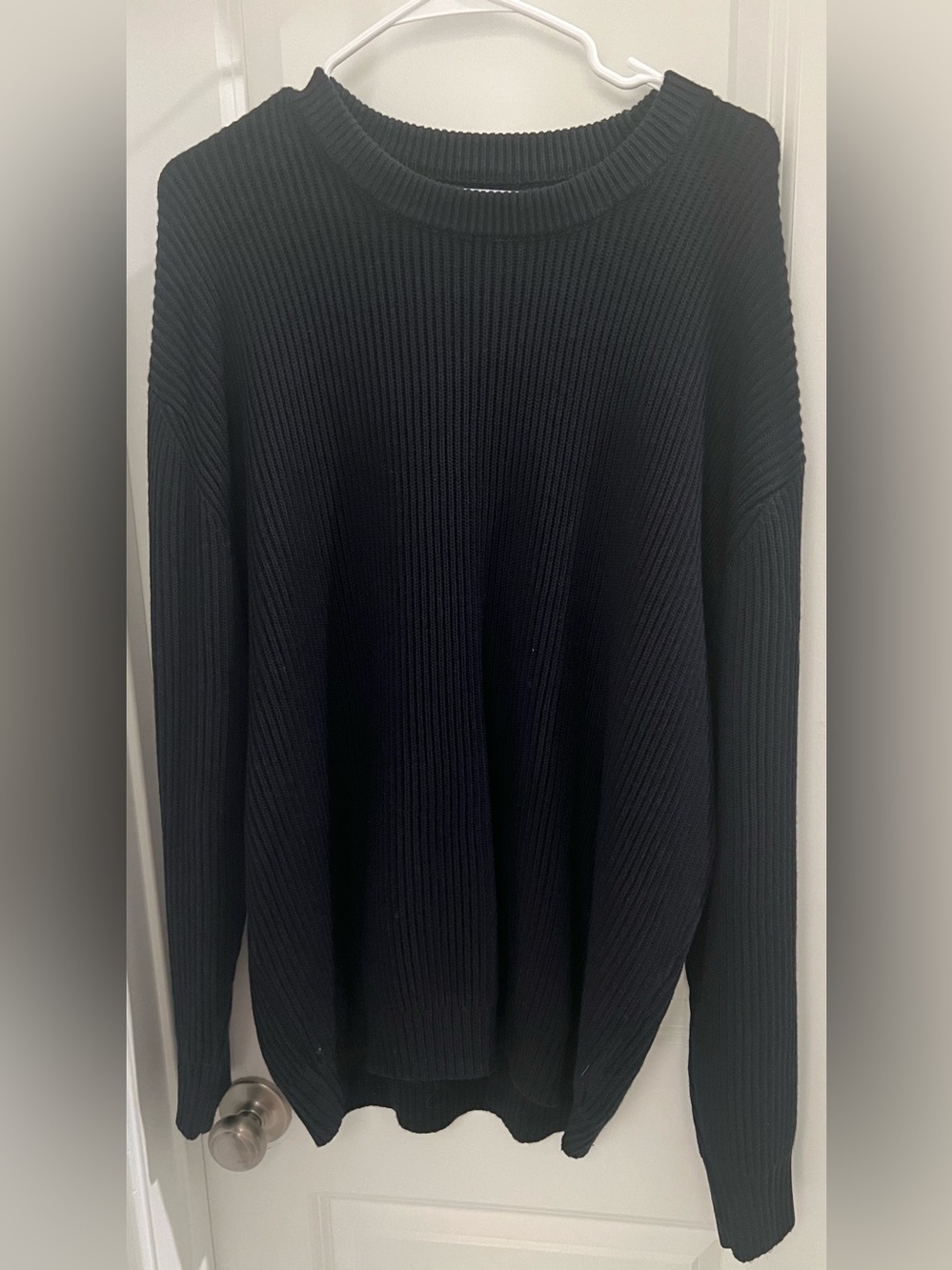 ZARA Men’s XL Black Ribbed Knit Long Sleeve Sweater Pullover